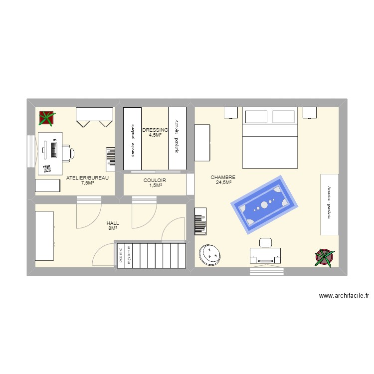 1er ETAGE MAISON VERRERIES. Plan de 6 pièces et 47 m2