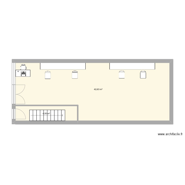 Barber 1. Plan de 2 pièces et 48 m2