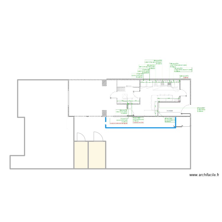 badens. Plan de 2 pièces et 8 m2