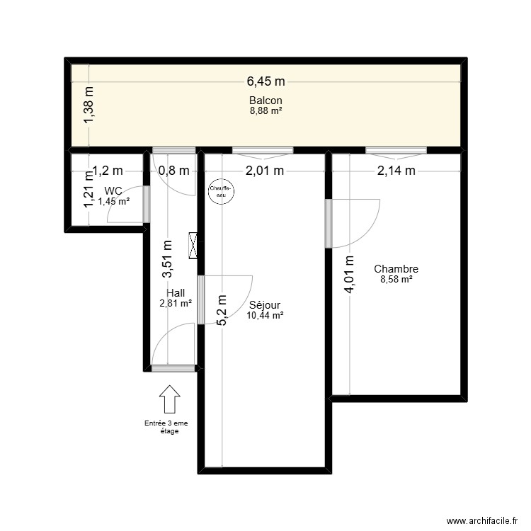 Razki. Plan de 5 pièces et 32 m2
