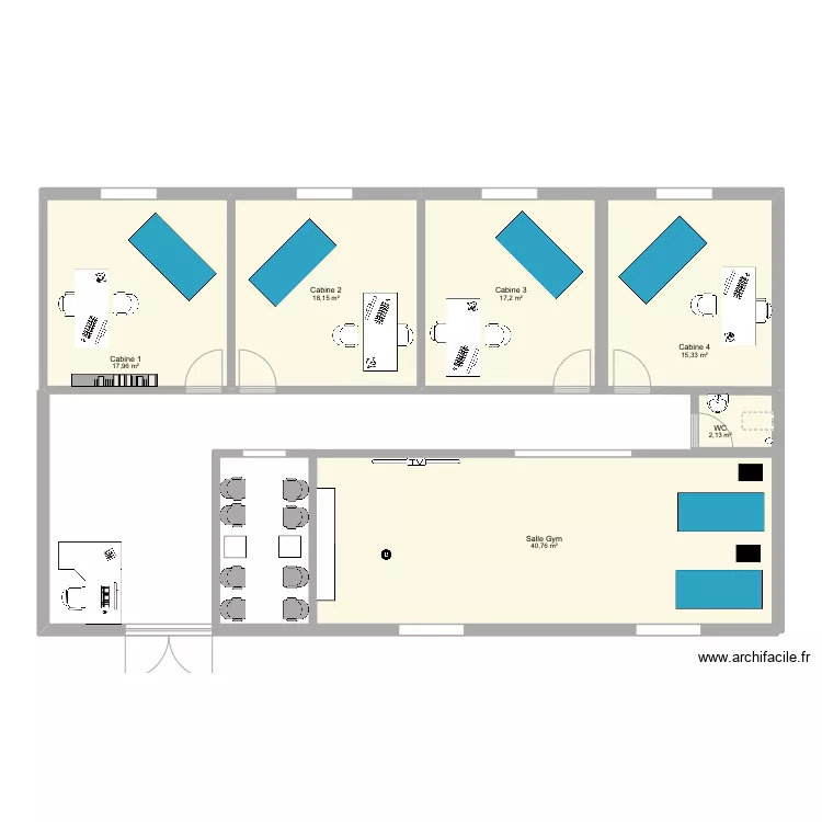 Cabinet kin&eacute; 1. Plan de 