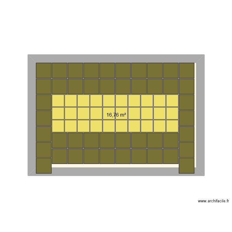 terrasse. Plan de 1 pièce et 17 m2