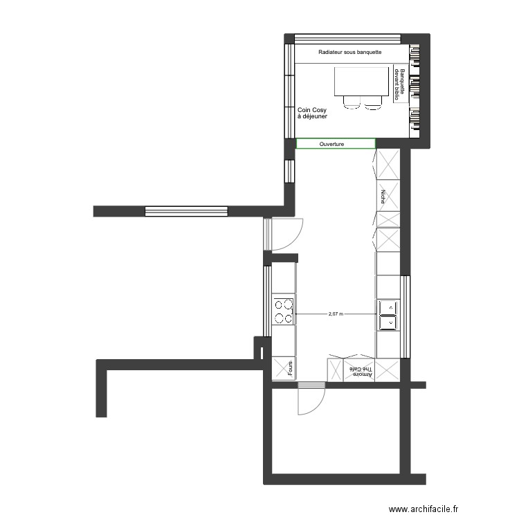 De Prest Cuisine Aménagement Cuisiniste. Plan de 4 pièces et 33 m2