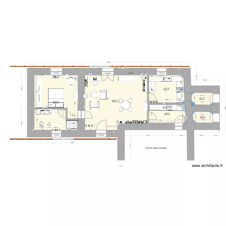 PR GBA Aile v12 version habit&eacute;e 2. Plan de 7  et 89 m²