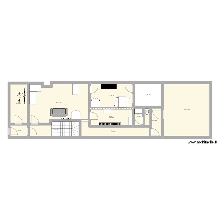 RDC2. Plan de 11 pièces et 113 m2