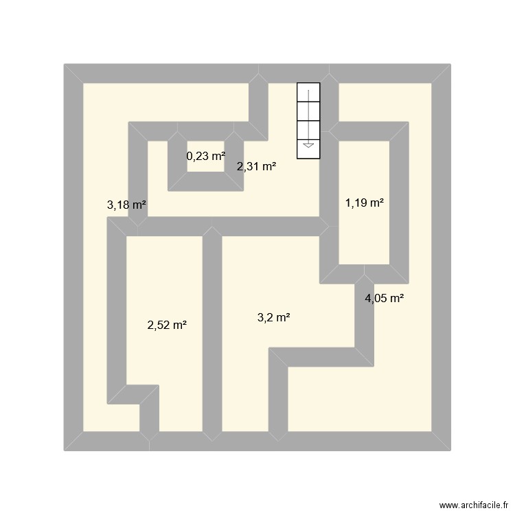 1er etage. Plan de 7 pièces et 17 m2