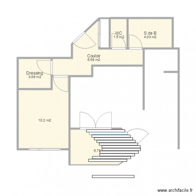 T2 avec terasses et lames 2.20 long.2. Plan de 6 pièces et 32 m2