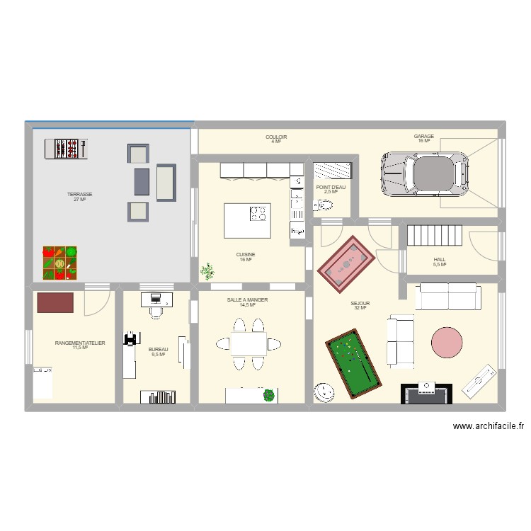 RDC LONZEE. Plan de 9 pièces et 140 m2