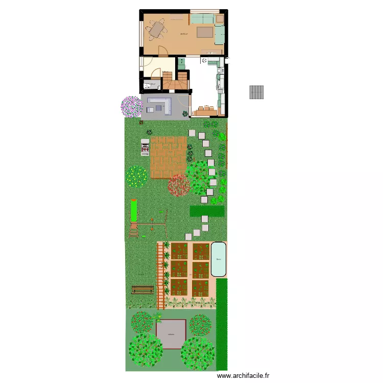 plan rdc, véranda et jardin. Plan de plan rdc, véranda et jardin. Plan de