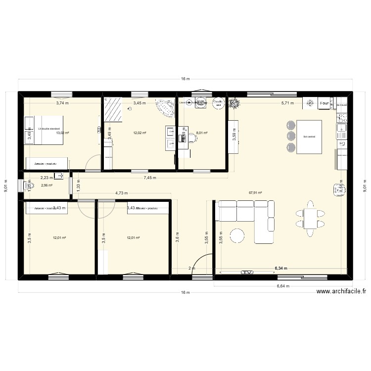 MA²IQON. Plan de 7 pièces et 128 m2