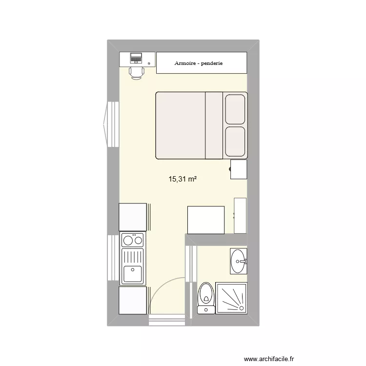 mae. Plan de 1 Pièce et 15 m² mae. Plan de 1 Pièce et 15 m²