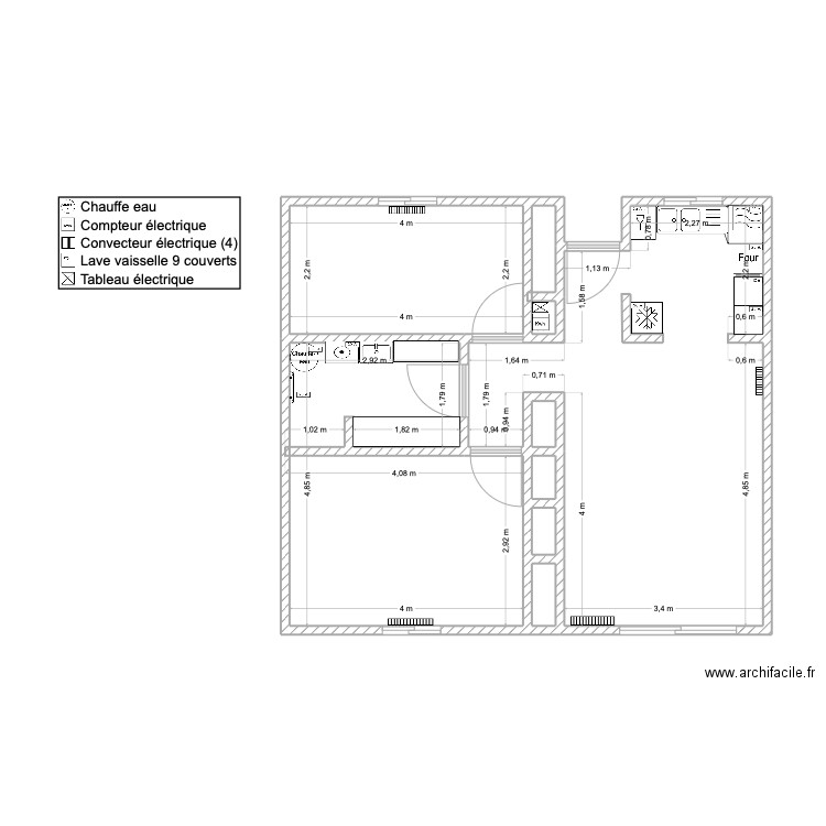 APARTEMENT. Plan de 8 pièces et 54 m2