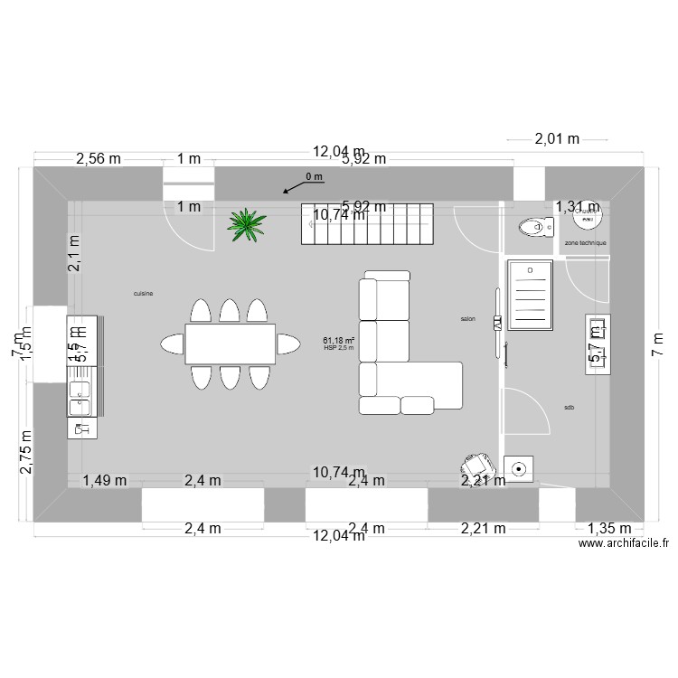 plan  nouveau. Plan de 2 pièces et 122 m2