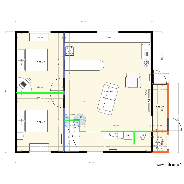ALAIN étage SOLUTION 2. Plan de 5 pièces et 63 m2