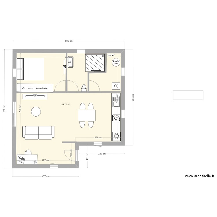 studio . Plan de 0 pièce et 0 m2