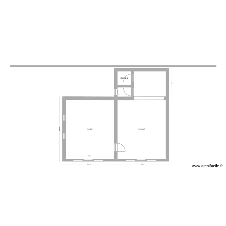 Studio. Plan de 3  et 60 m²