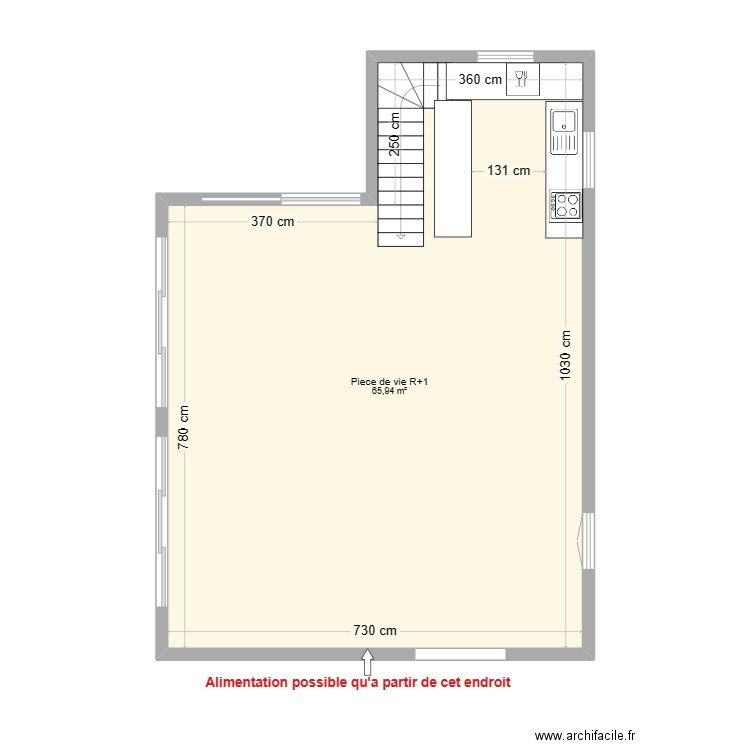 GRANDVAL R+1. Plan de 1 pièce et 66 m2