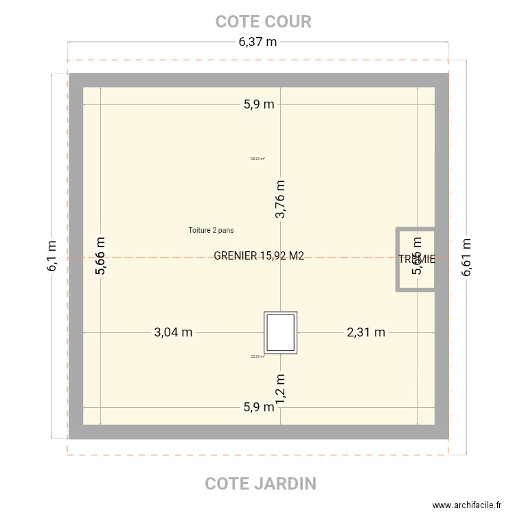 GARAGE PLAN FUTUR. Plan de 3 pièces et 67 m2