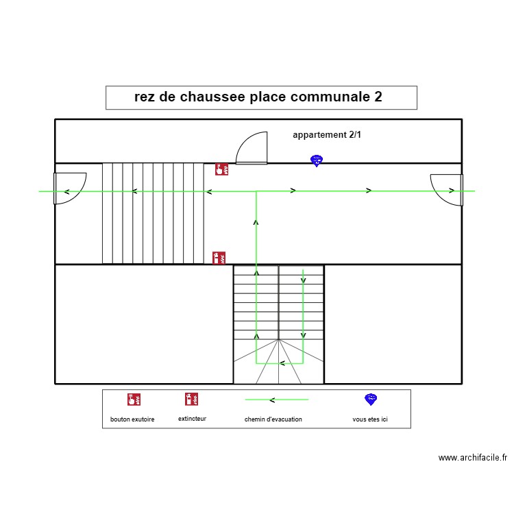rez de chaussee place communale 2. Plan de 5 pièces et 71 m2