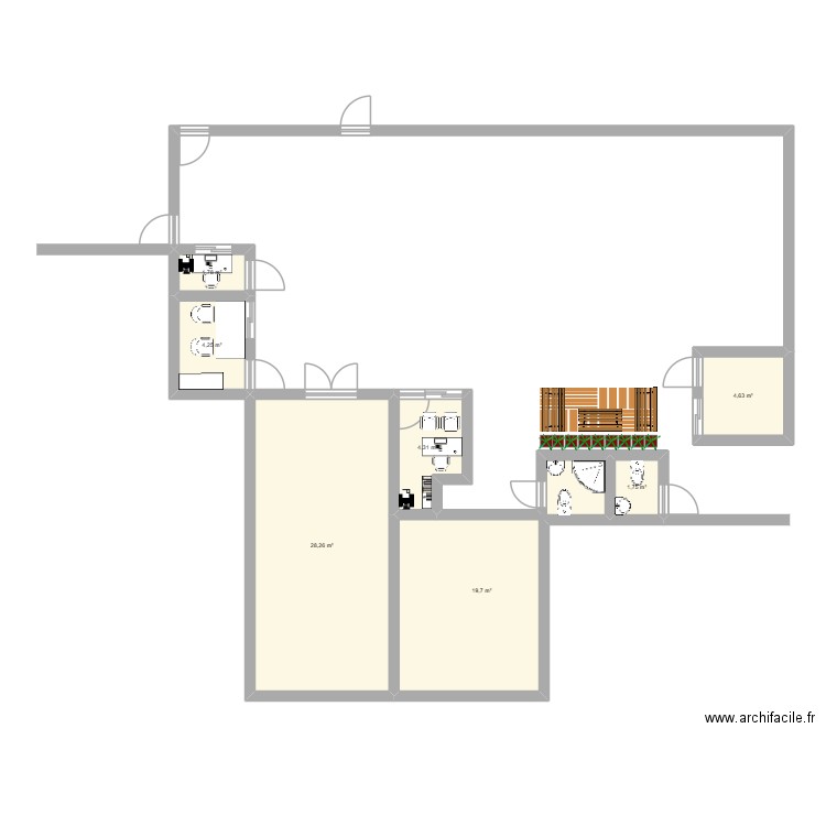TLC. Plan de 7 pièces et 65 m2