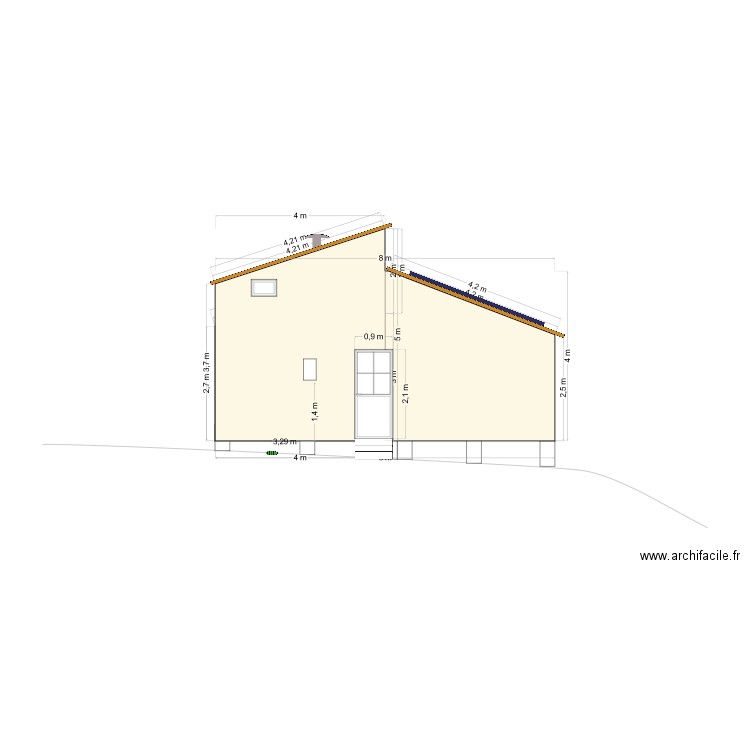 Façade cabane en L face Est. Plan de 0 pièce et 0 m2