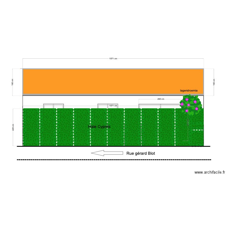 facade avec haie. Plan de 0 pièce et 0 m2