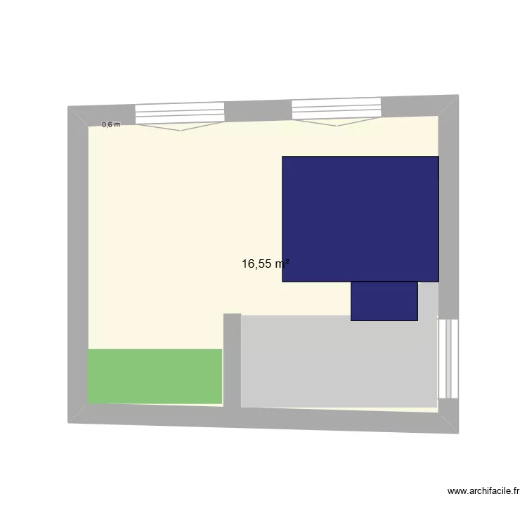 Chambre Caudebec. Plan de 1 et 17 m² Chambre Caudebec. Plan de 1 et 17 m²