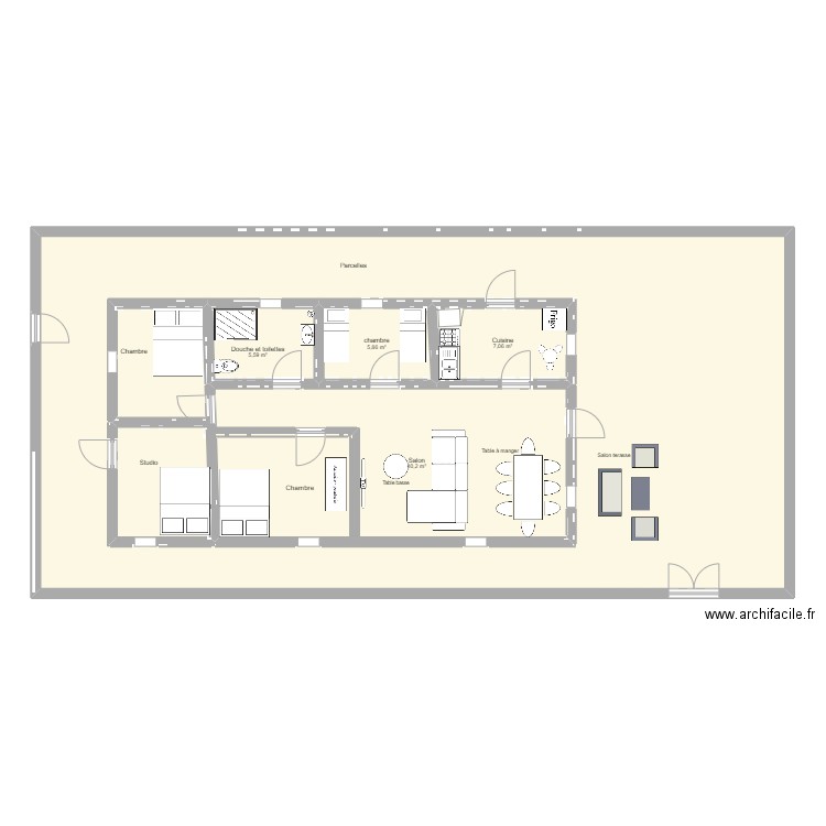 Maison Kintele. Plan de 6 pièces et 277 m2