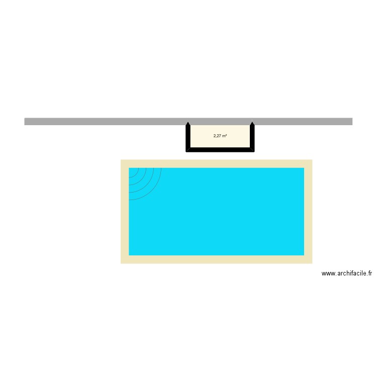 futur local piscine. Plan de 1 pièce et 2 m2