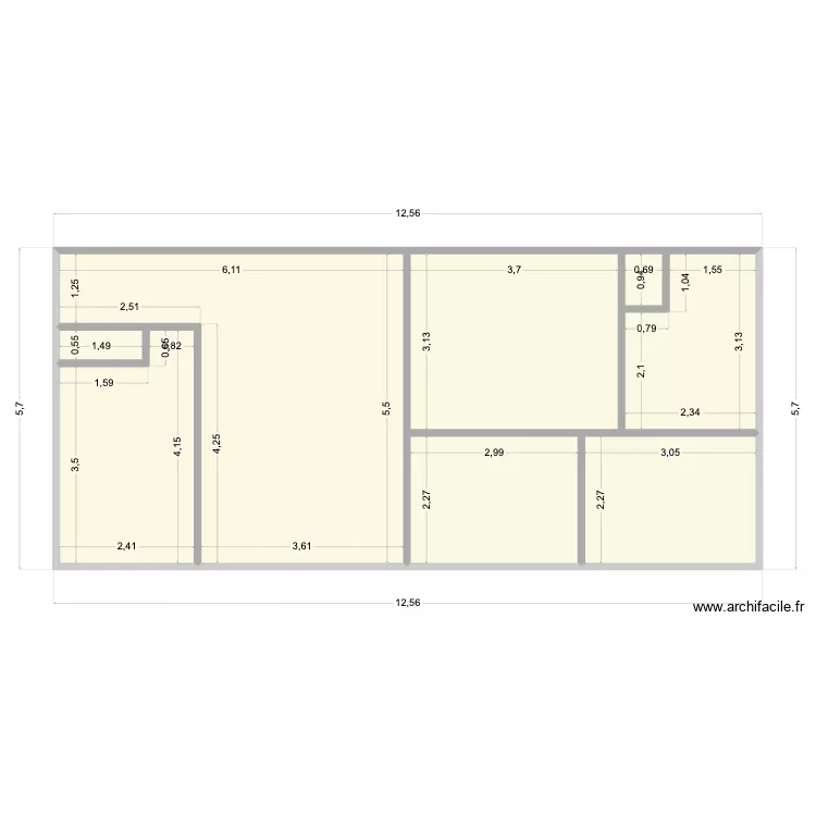 michalet. Plan de 8 pièces et 65 m²