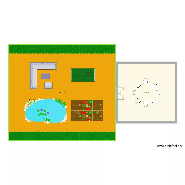 group talk. Plan de 2  et 173 m²