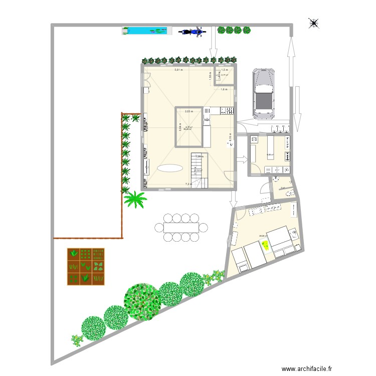 Maison_v1. Plan de 13 pièces et 231 m2