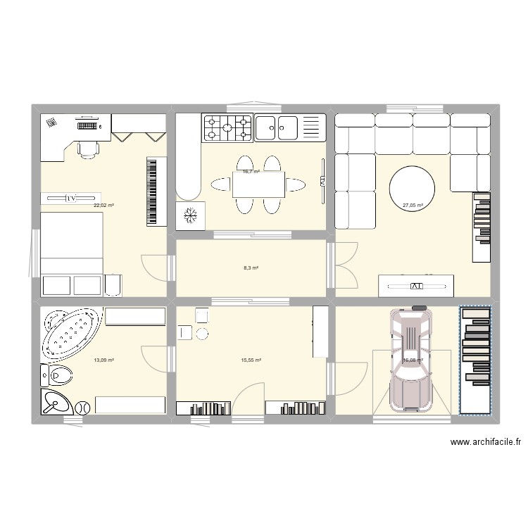 House Plan. Plan de 7 pièces et 119 m2
