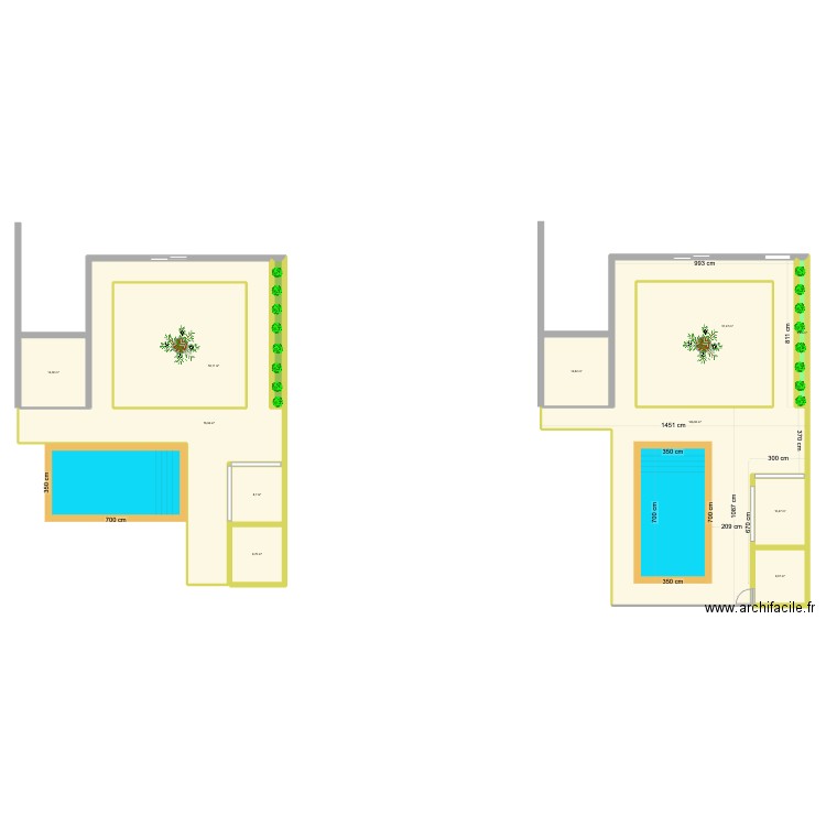 Projet piscine. Plan de 12 pièces et 480 m2