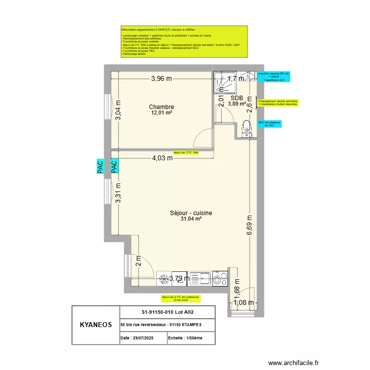 Etampes Reverseuleux A02. Plan de 