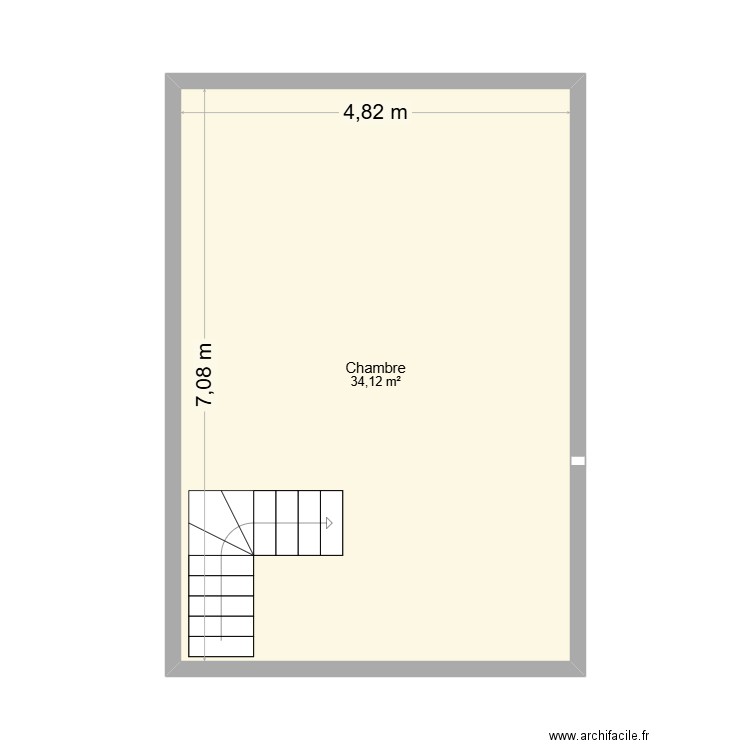GRENIER EGLISE. Plan de 1 pièce et 34 m2