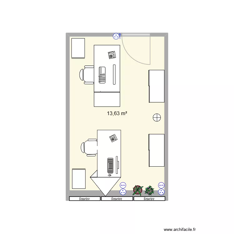 BUREAU STEF ET MOI n&deg;1. Plan de 1  et 14 m²