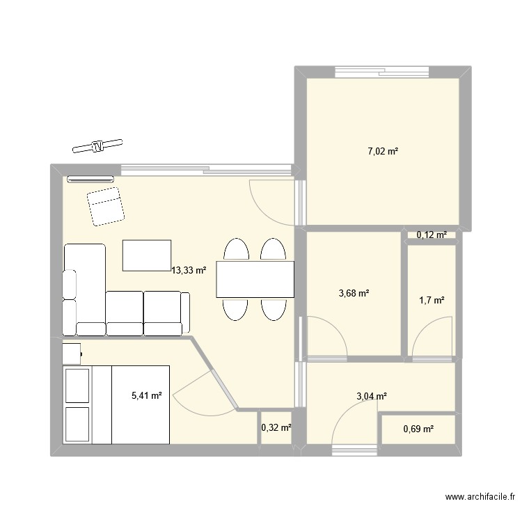 Plan_Sables-OptionChambre-salon. Plan de 9 pièces et 35 m2