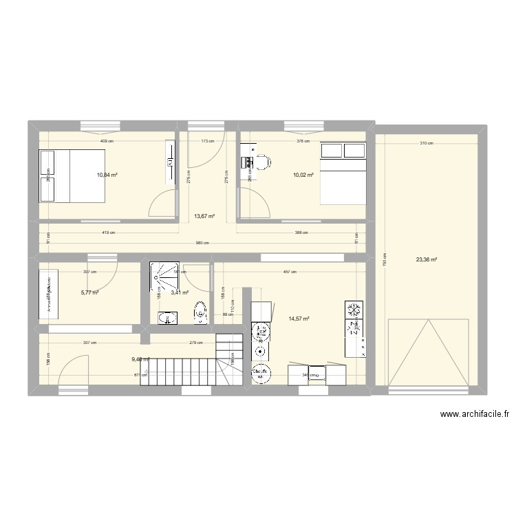 RDC Gaillon. Plan de 8 pièces et 91 m2