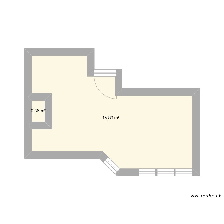 salon. Plan de 2 pièces et 16 m2