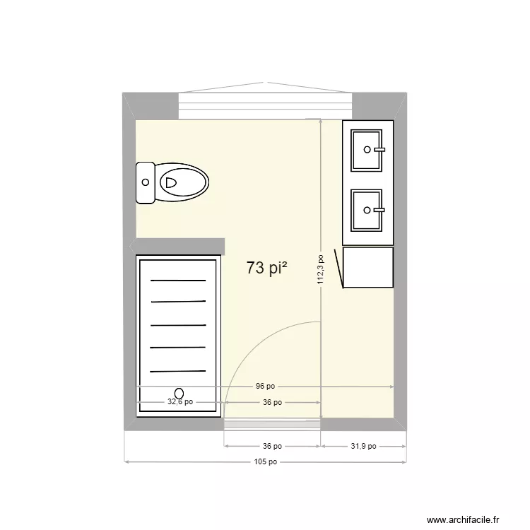SALLE DE BAIN 407 SMITH RDC . Plan de 