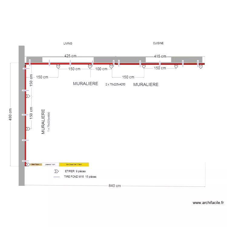 Projet Baton V5 implantation Murali&egrave;re + Mur arri&egrave;re 10.02.26. Plan de 