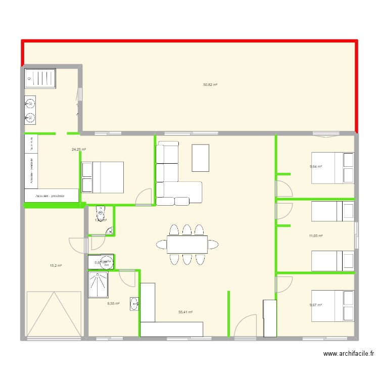 plan nouvel agancement maison modulaire. Plan de 10 pièces et 185 m2