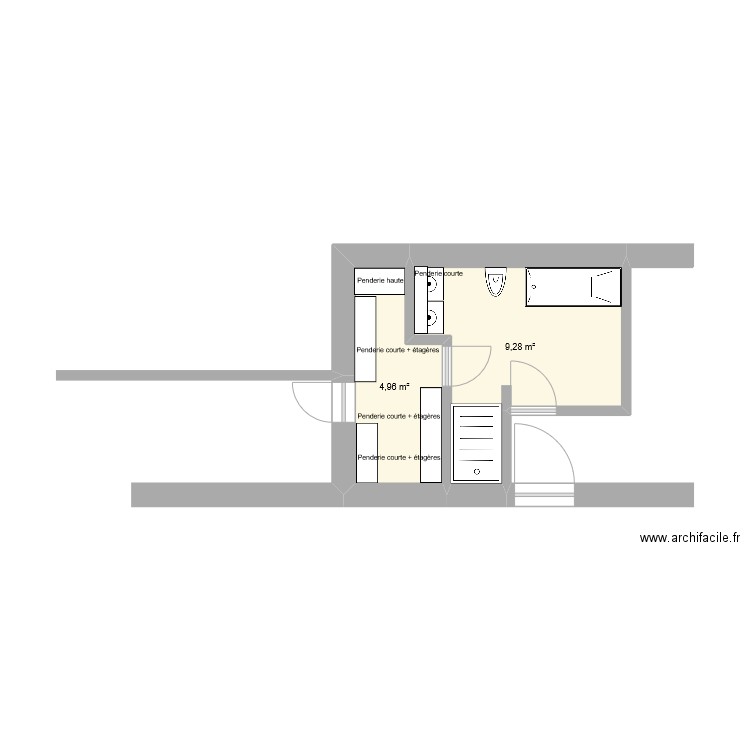 Dressing + SDB bis. Plan de 0 pièce et 0 m2