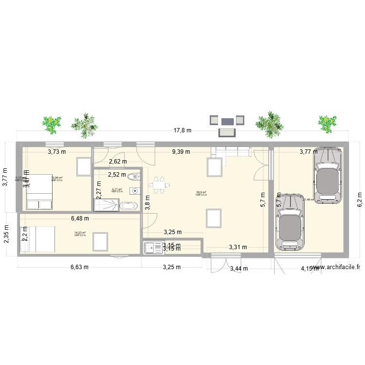 PLAN 1 VEMARS. Plan de 7 pièces et 96 m2