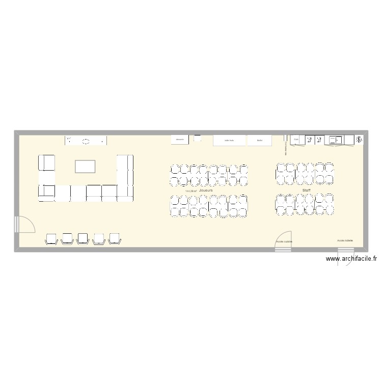 Salle de détente - Nouveau stade. Plan de 1 pièce et 144 m2