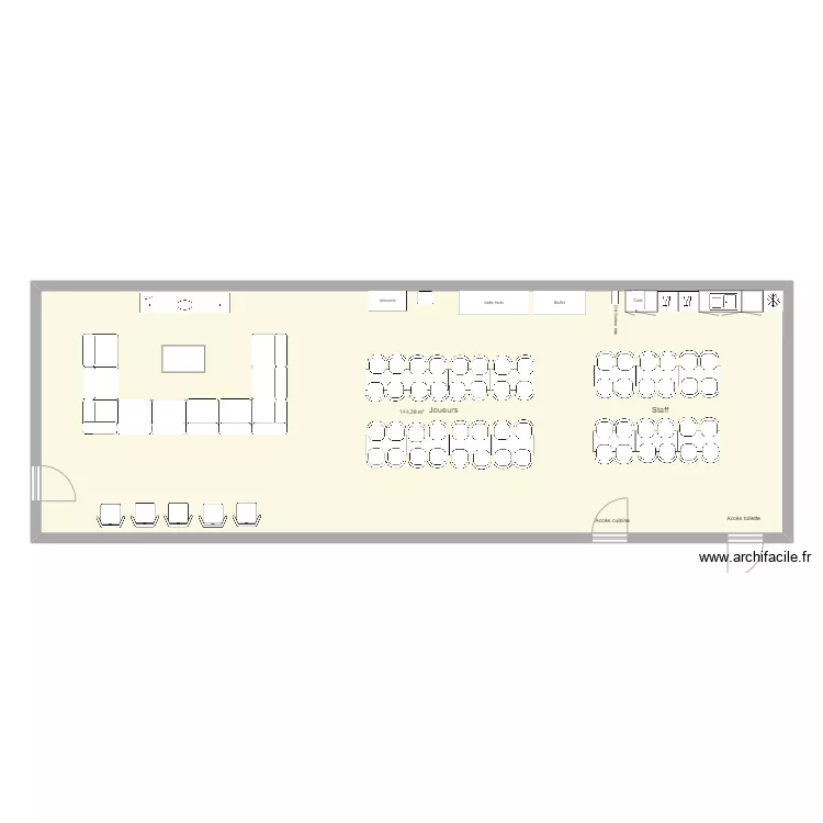 Salle de d&eacute;tente - Nouveau stade. Plan de 