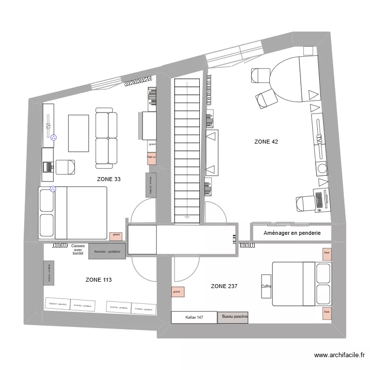 Maison Pascaline niveau 2 par zone. Plan de 8 Pièces et 68 m² Maison Pascaline niveau 2 par zone. Plan de 8 Pièces et 68 m²