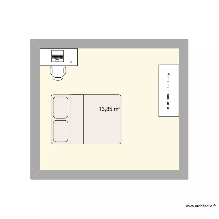 Chambre 1. Plan de 1 Pièce et 14 m² Chambre 1. Plan de 1 Pièce et 14 m²