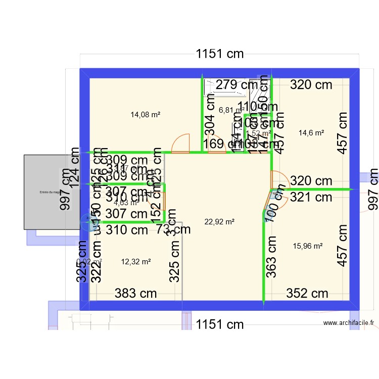 KandT. Plan de 18 pièces et 273 m2